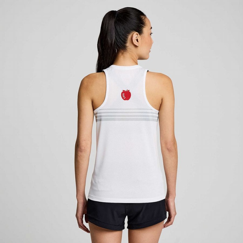 Women's Saucony New York Stopwatch Singlet Tank Top White | SG S78365-X43