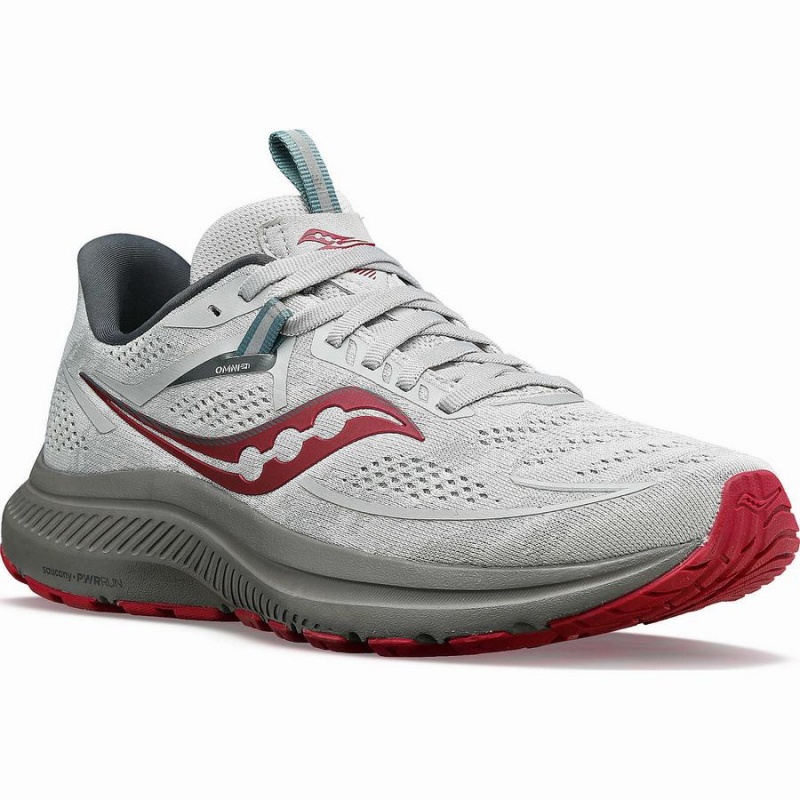 Women's Saucony Omni 21 Running Shoes Grey / Red | SG S49173-B65