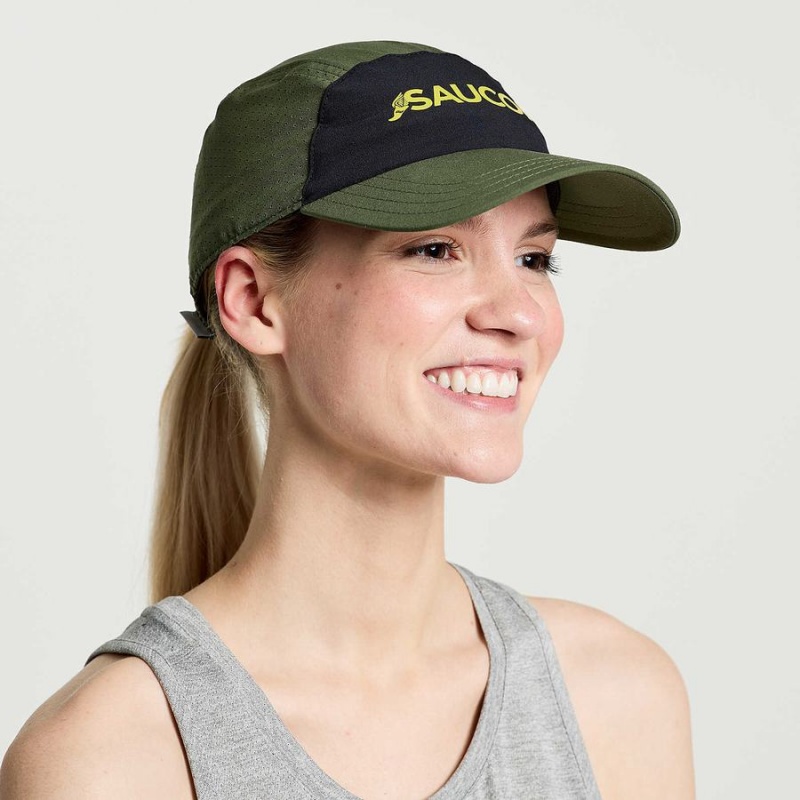 Women\'s Saucony Outpace Hats Dark Green | SG S54297-Q87