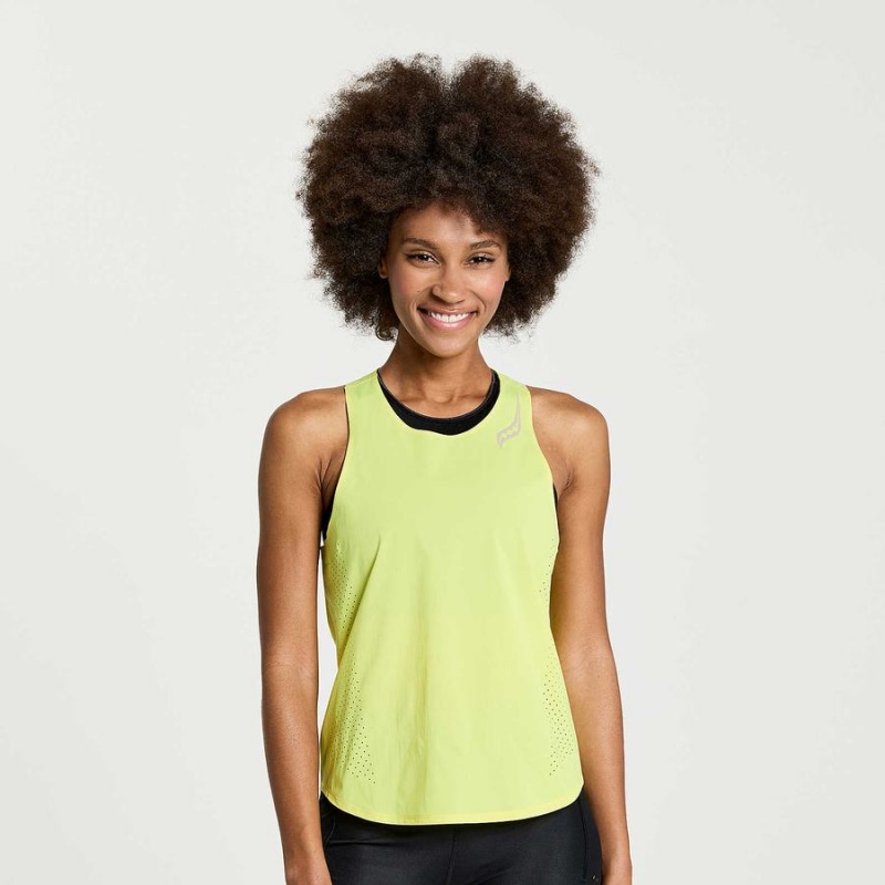 Women\'s Saucony Pinnacle Tank Tank Top Yellow | SG S46719-S63