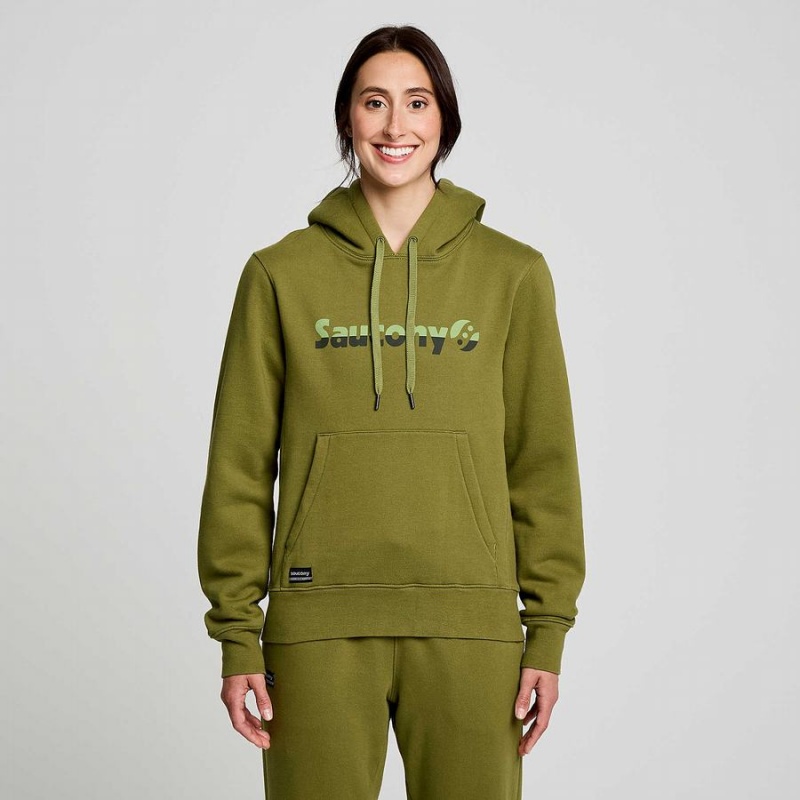 Women's Saucony Recovery Hoody Hoodie Khaki | SG S68903-S87