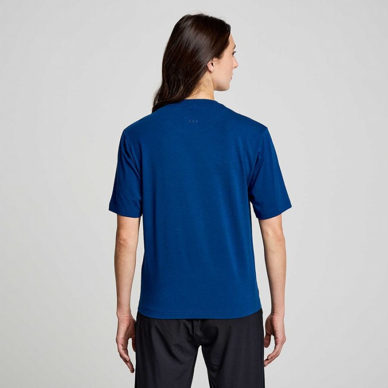 Women's Saucony Recovery Short Sleeve T Shirts Indigo | SG S30695-P49