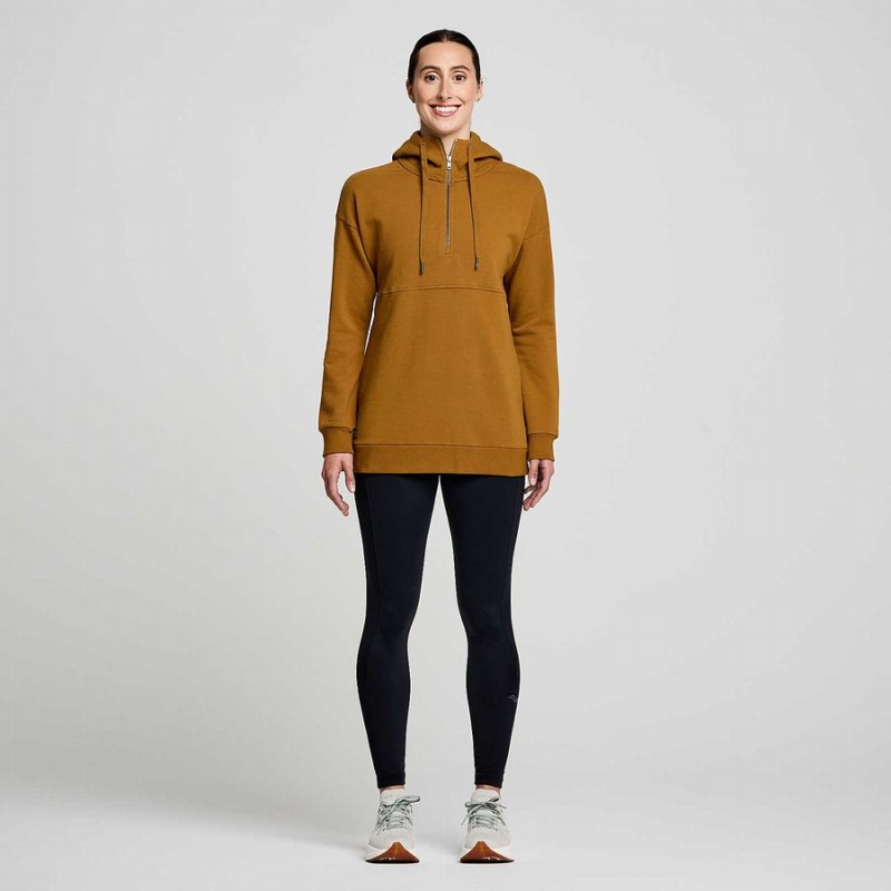 Women's Saucony Recovery Zip Tunic Hoodie Brown | SG S35149-V86