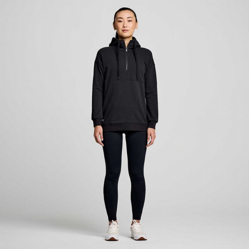 Women's Saucony Recovery Zip Tunic Hoodie Black | SG S36912-B37