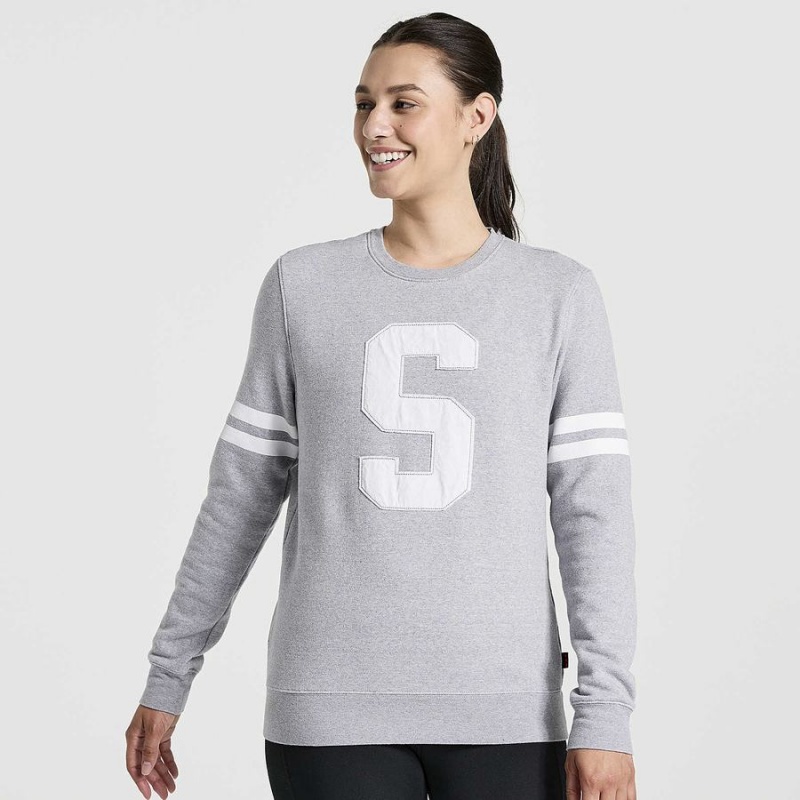 Women\'s Saucony Rested Crewneck Sweatshirt Light Grey | SG S26015-L92