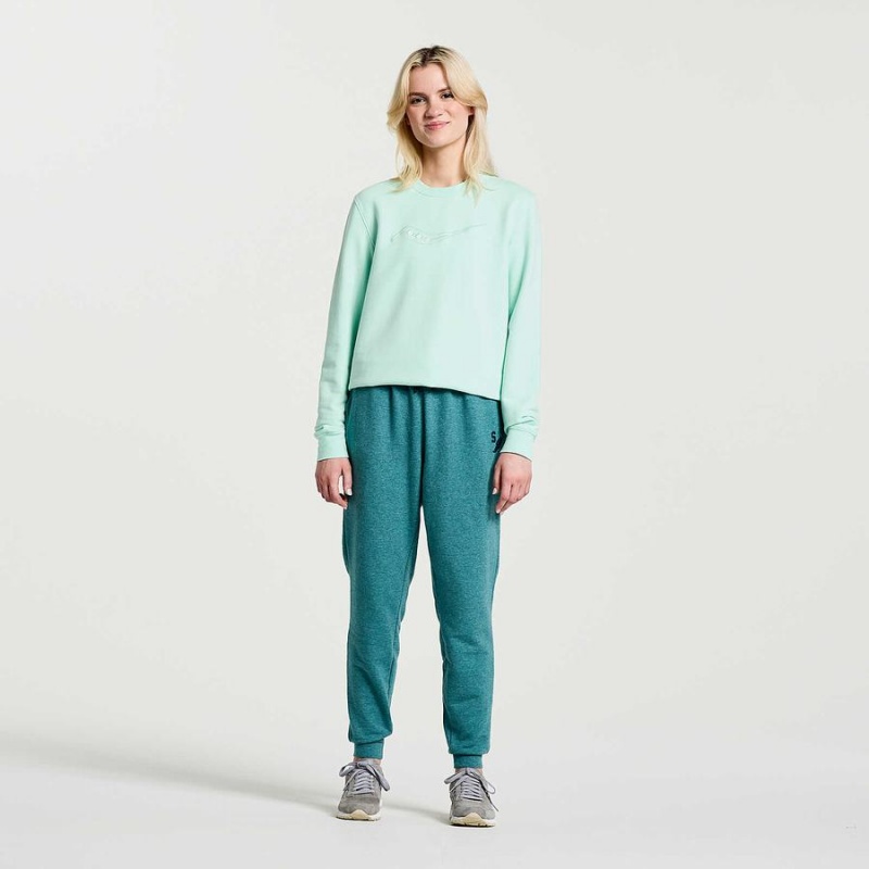 Women's Saucony Rested Crewneck Sweatshirt Turquoise | SG S64315-Q05