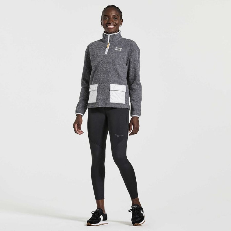 Women's Saucony Rested Sherpa 1/4 Zip Tops Black | SG S70948-H38