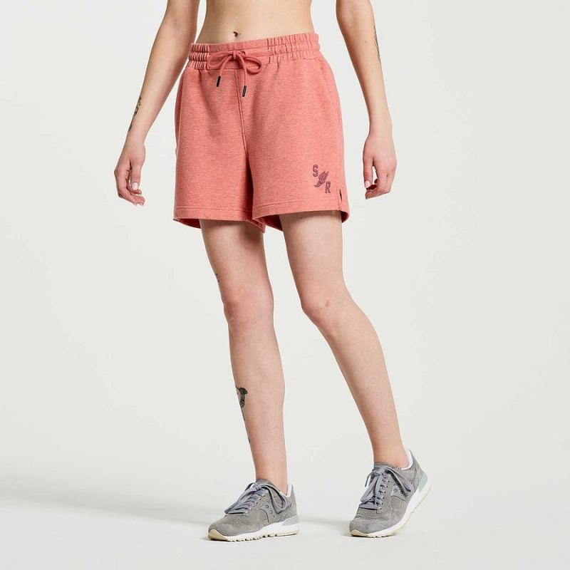 Women's Saucony Rested Sweat Shorts Soot Heather Graphic | SG S85972-J03