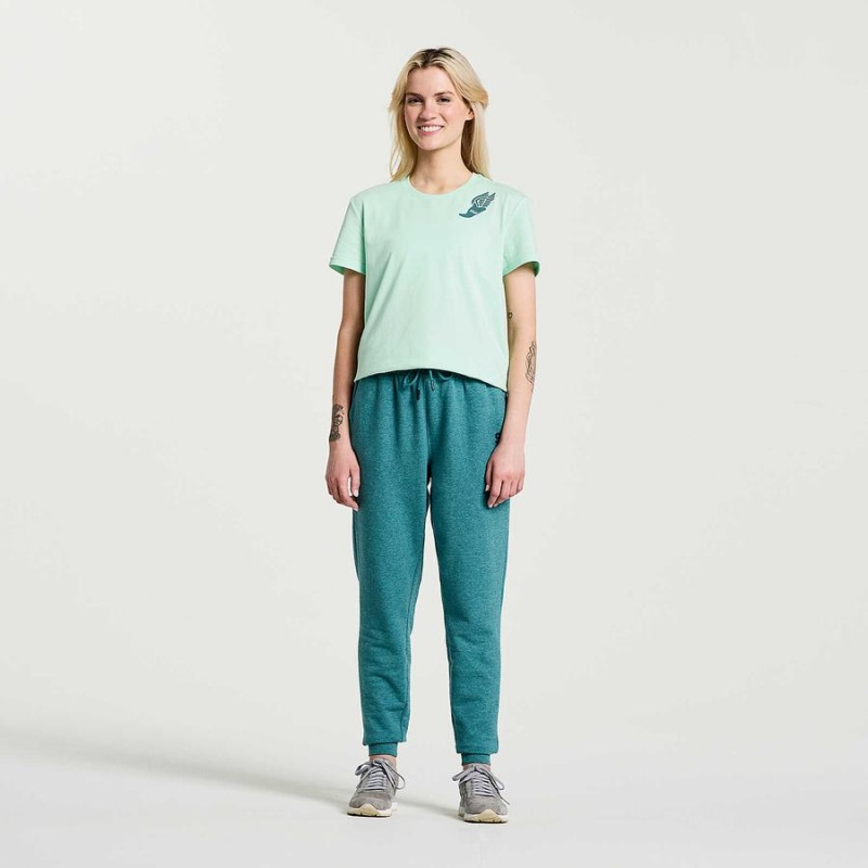 Women's Saucony Rested T Shirts Turquoise | SG S52064-B60