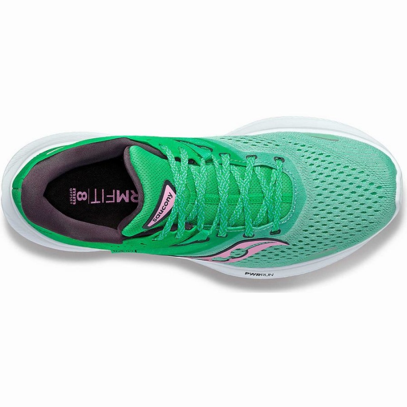 Women's Saucony Ride 16 Running Shoes Green / Pink | SG S30826-B83