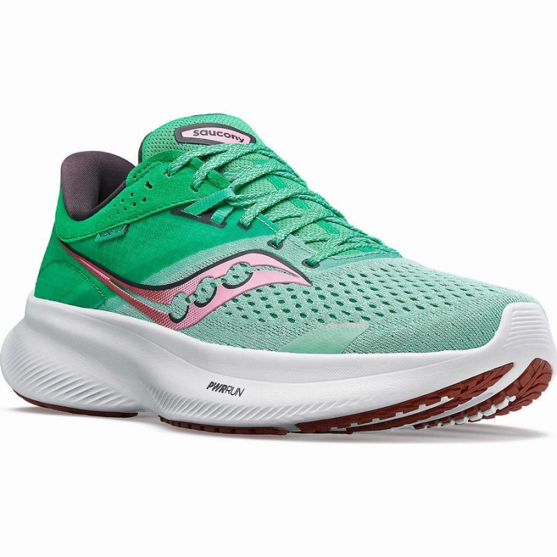 Women's Saucony Ride 16 Running Shoes Green / Pink | SG S30826-B83