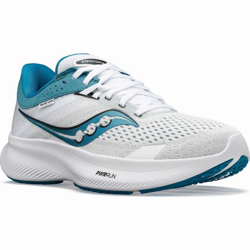 Women's Saucony Ride 16 Running Shoes White / Blue | SG S53718-K58