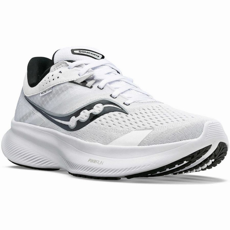 Women's Saucony Ride 16 Running Shoes White / Black | SG S38451-Q57