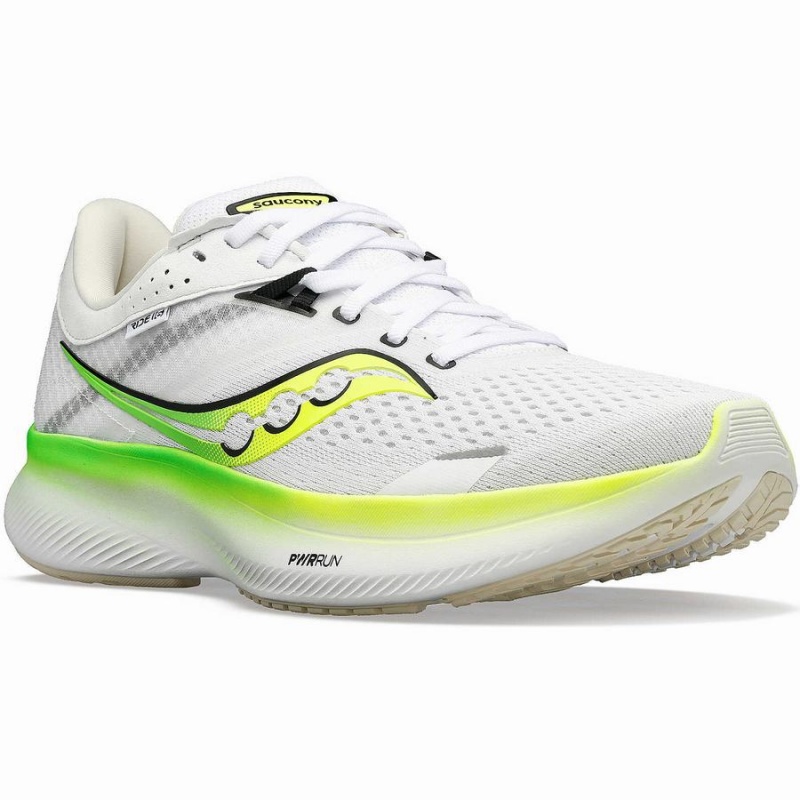 Women's Saucony Ride 16 Running Shoes White / Green | SG S39821-M21