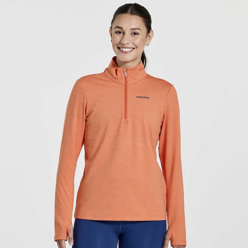 Women\'s Saucony Solstice 1/4 Zip Tops Orange | SG S45169-X89