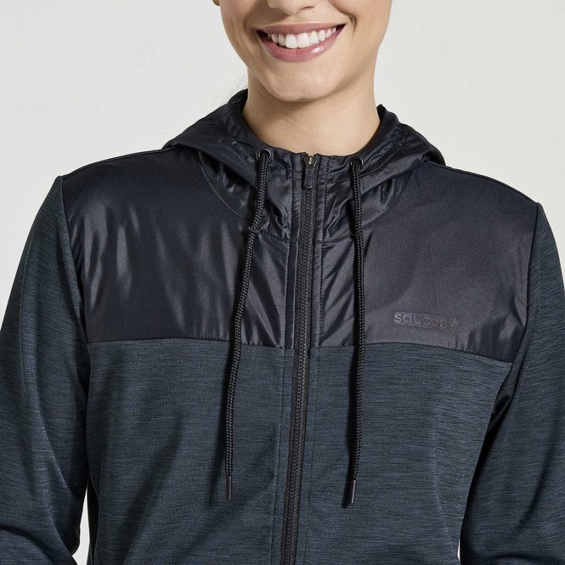 Women's Saucony Solstice Zip Hoody Tops Black | SG S58437-H60