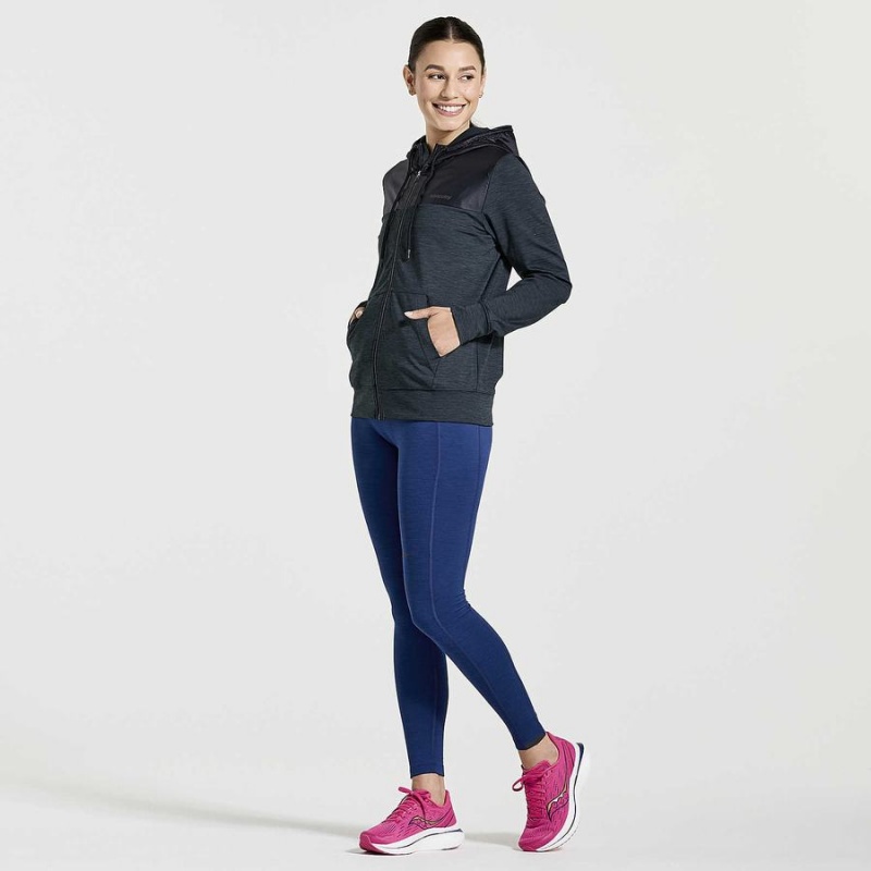 Women's Saucony Solstice Zip Hoody Tops Black | SG S58437-H60