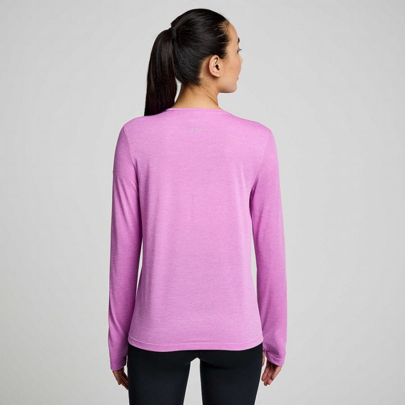 Women's Saucony Stopwatch Graphic Long Sleeve T Shirts Purple | SG S90356-J64