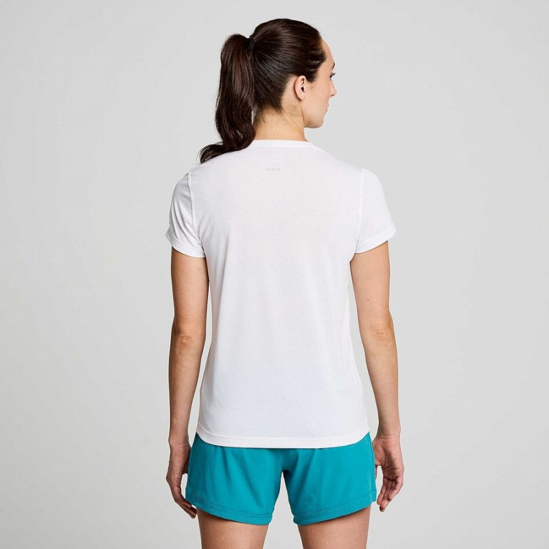 Women's Saucony Stopwatch Graphic Short Sleeve T Shirts White | SG S68394-B40