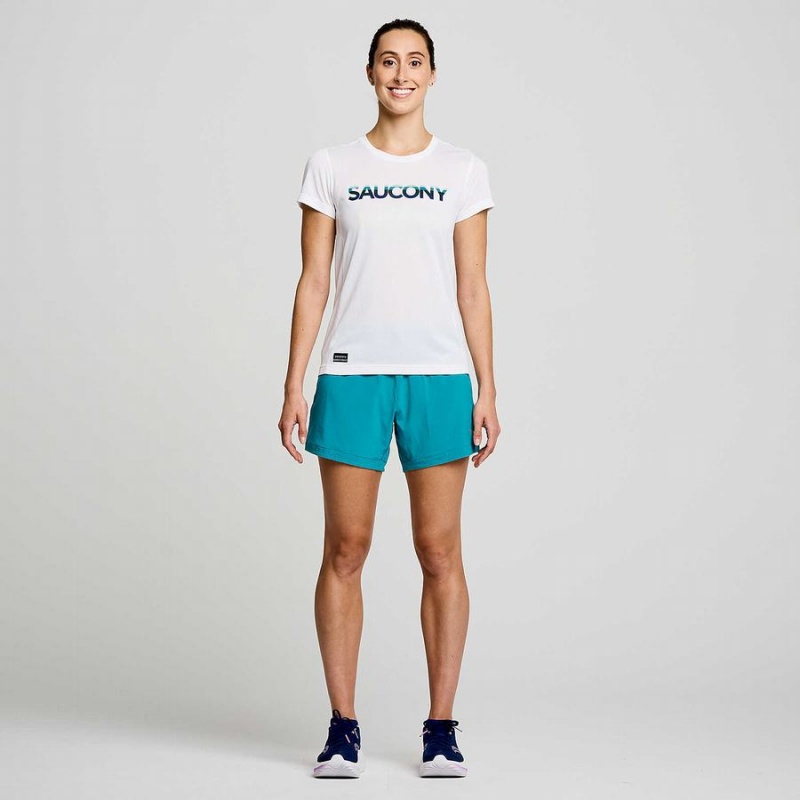 Women's Saucony Stopwatch Graphic Short Sleeve T Shirts White | SG S68394-B40