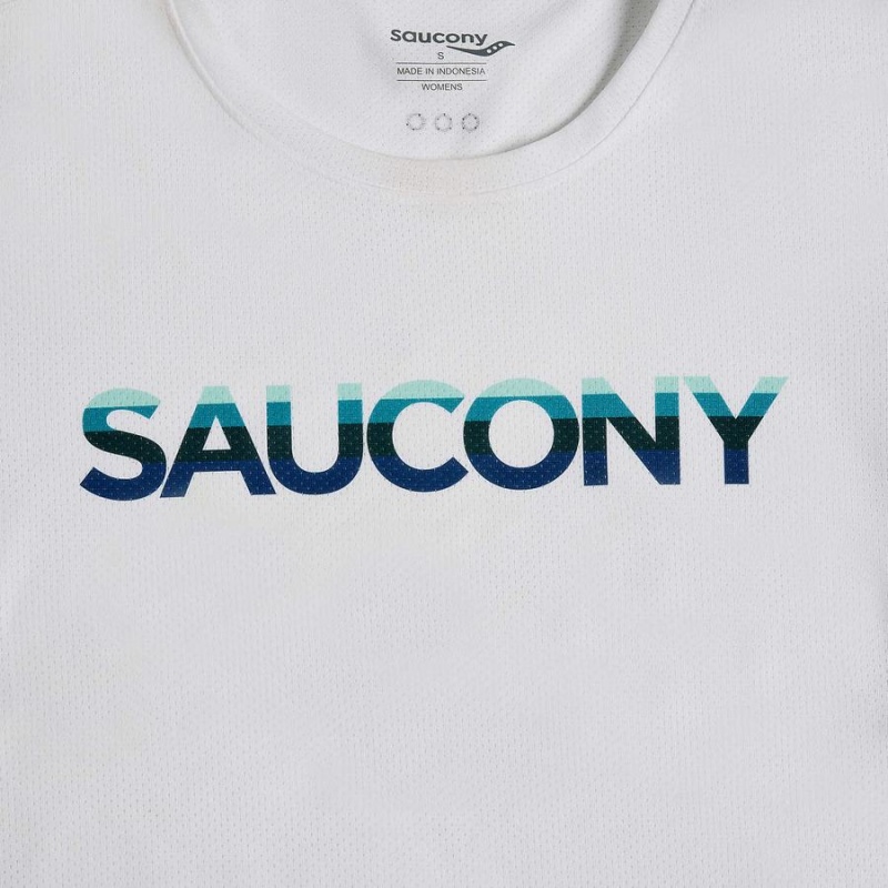 Women's Saucony Stopwatch Graphic Short Sleeve T Shirts White | SG S68394-B40