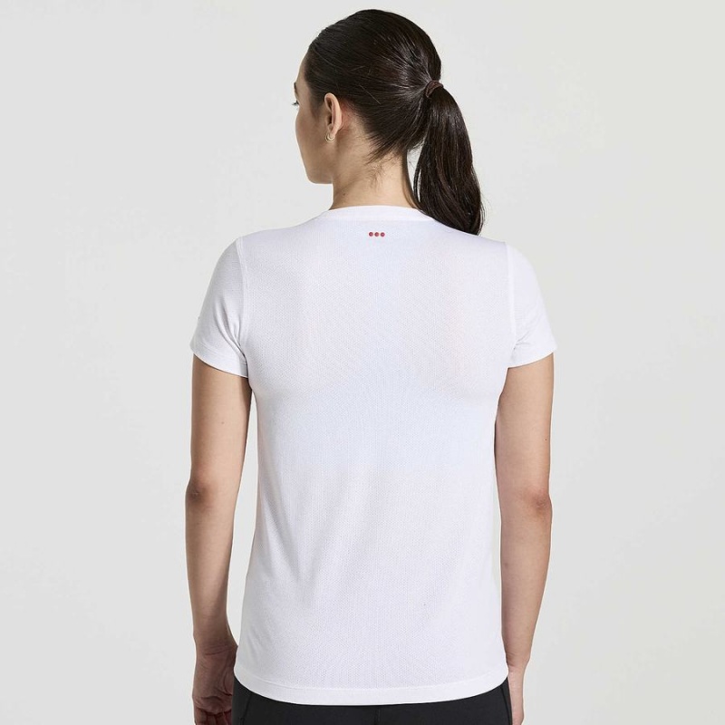 Women's Saucony Stopwatch Graphic Short Sleeve T Shirts White | SG S21378-N04