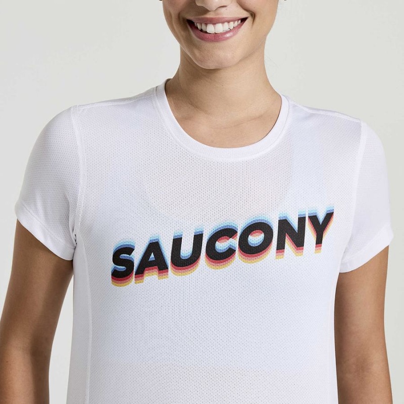 Women's Saucony Stopwatch Graphic Short Sleeve T Shirts White | SG S21378-N04