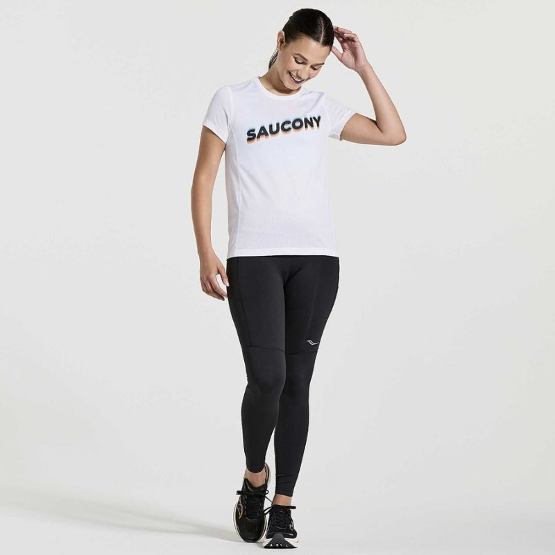 Women's Saucony Stopwatch Graphic Short Sleeve T Shirts White | SG S21378-N04