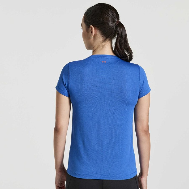 Women's Saucony Stopwatch Graphic Short Sleeve T Shirts Blue | SG S45608-M51