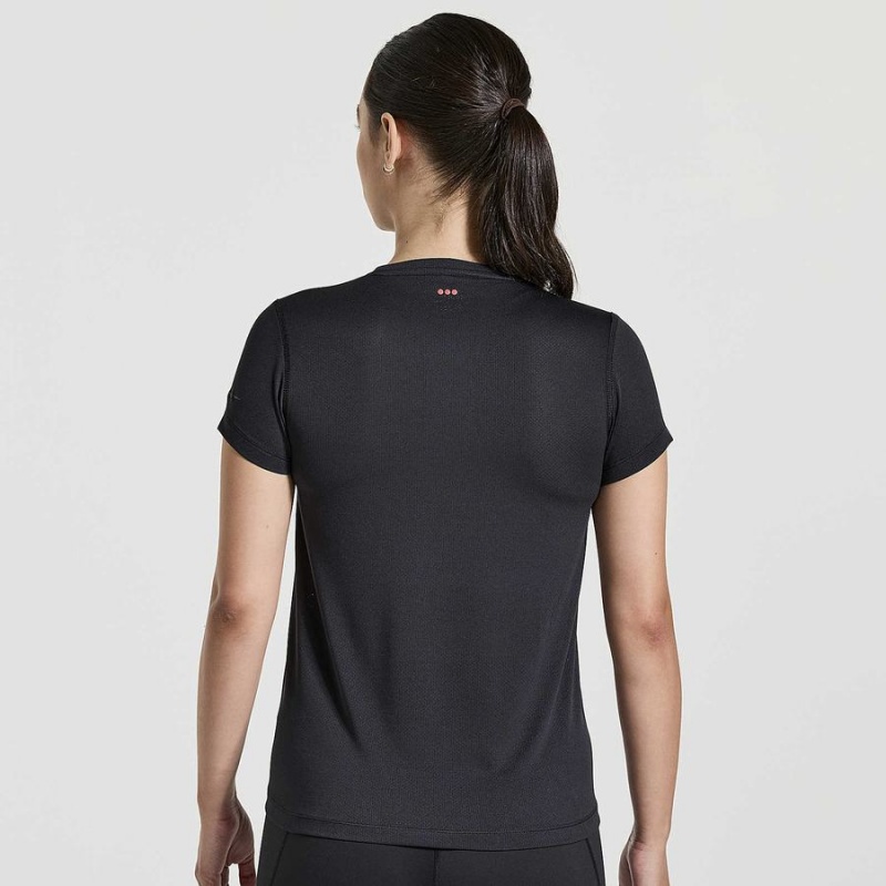 Women's Saucony Stopwatch Graphic Short Sleeve T Shirts Black | SG S31970-D76