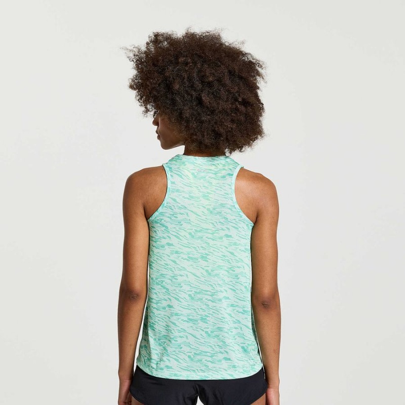 Women's Saucony Stopwatch Graphic Singlet Tank Top Turquoise | SG S27961-X27