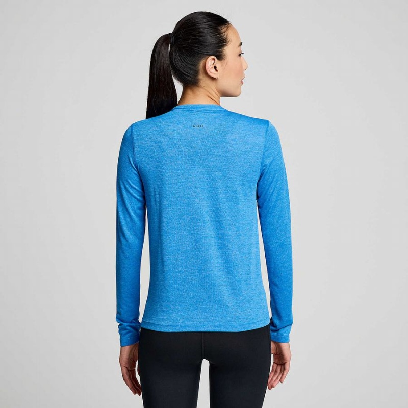 Women's Saucony Stopwatch Long Sleeve T Shirts Blue | SG S54918-N85