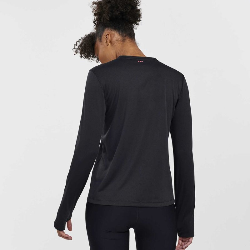 Women's Saucony Stopwatch Long Sleeve T Shirts Black | SG S57829-M10