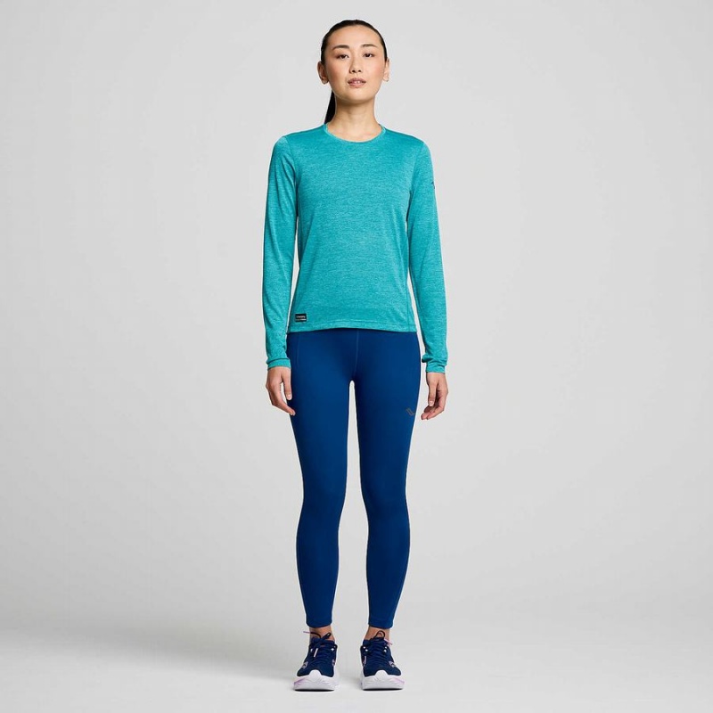 Women's Saucony Stopwatch Long Sleeve T Shirts Turquoise | SG S18764-S98