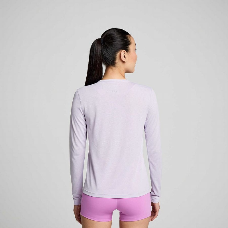 Women's Saucony Stopwatch Long Sleeve T Shirts Purple | SG S46259-D40