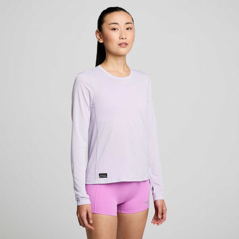 Women's Saucony Stopwatch Long Sleeve T Shirts Purple | SG S46259-D40