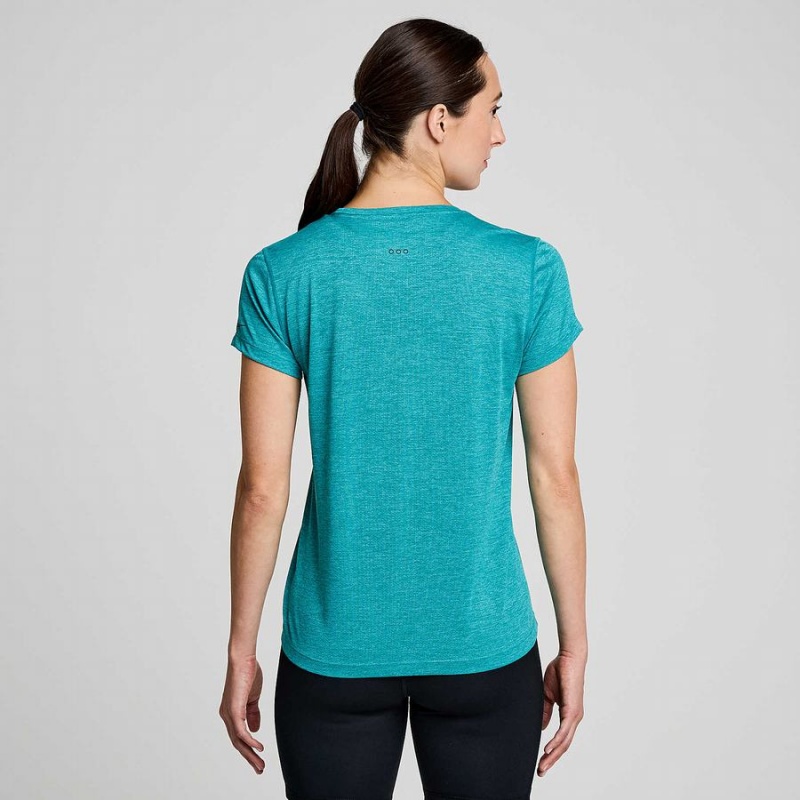 Women's Saucony Stopwatch Short Sleeve T Shirts Turquoise | SG S29186-A86