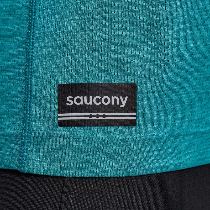 Women's Saucony Stopwatch Short Sleeve T Shirts Turquoise | SG S29186-A86