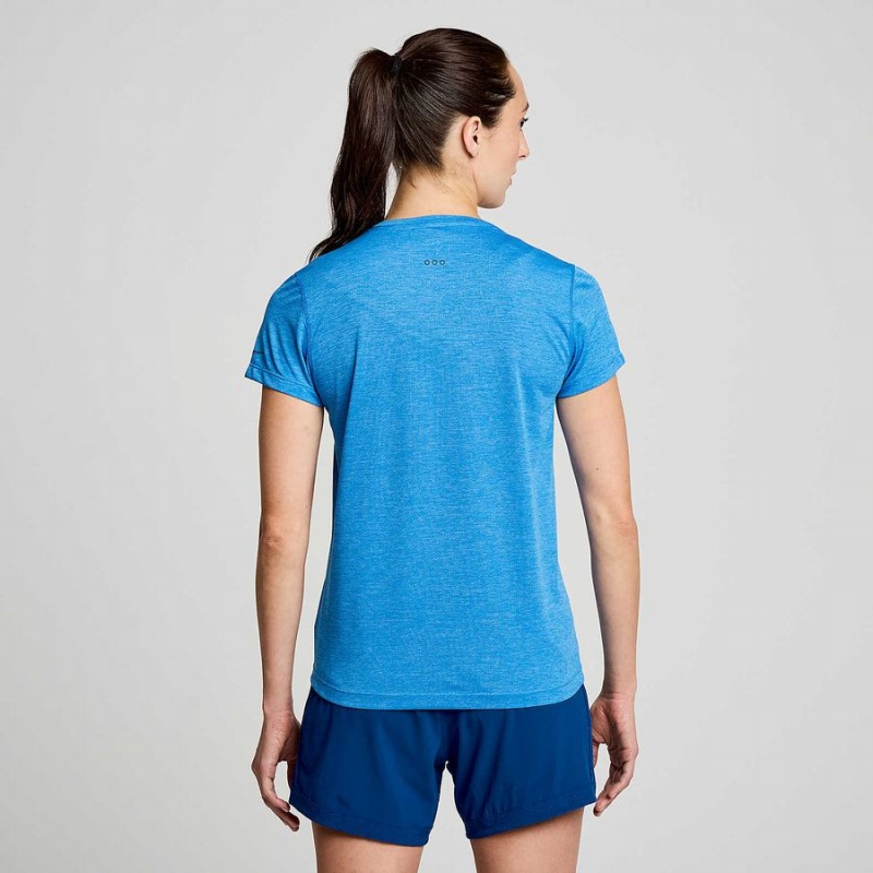 Women's Saucony Stopwatch Short Sleeve T Shirts Blue | SG S89615-S15