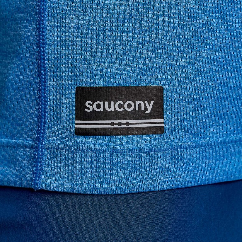 Women's Saucony Stopwatch Short Sleeve T Shirts Blue | SG S89615-S15