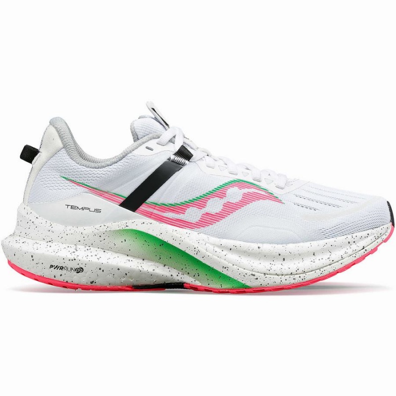 Women\'s Saucony Tempus Running Shoes White / Pink | SG S80693-W74