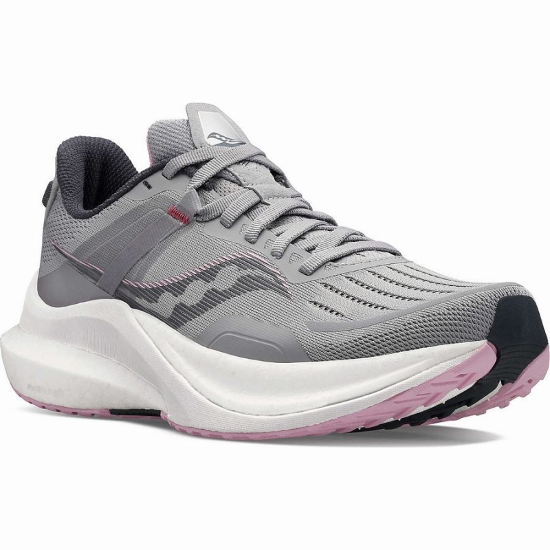 Women's Saucony Tempus Wide Running Shoes Grey / Pink | SG S59860-A45