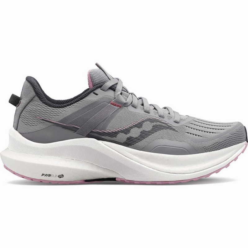 Women\'s Saucony Tempus Wide Running Shoes Grey / Pink | SG S59860-A45