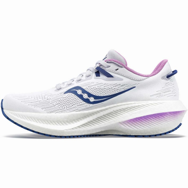 Women's Saucony Triumph 21 Running Shoes White / Indigo | SG S96320-U08