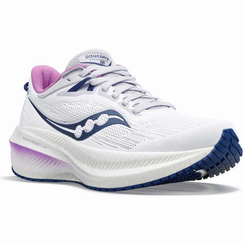 Women's Saucony Triumph 21 Running Shoes White / Indigo | SG S96320-U08