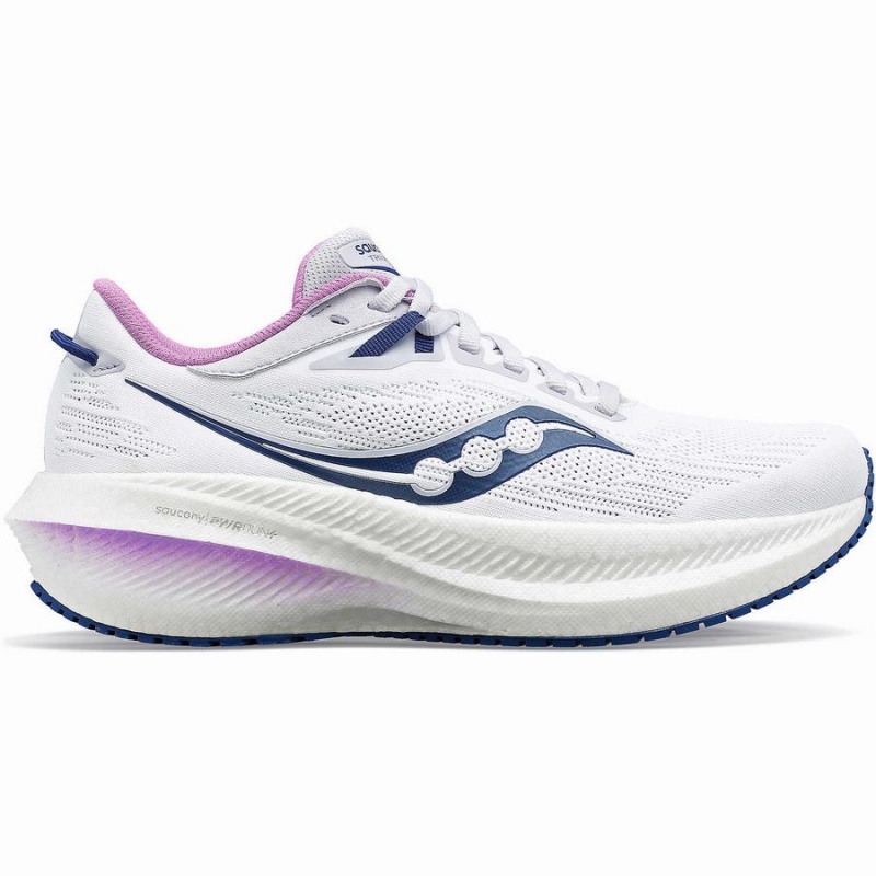 Women\'s Saucony Triumph 21 Running Shoes White / Indigo | SG S96320-U08