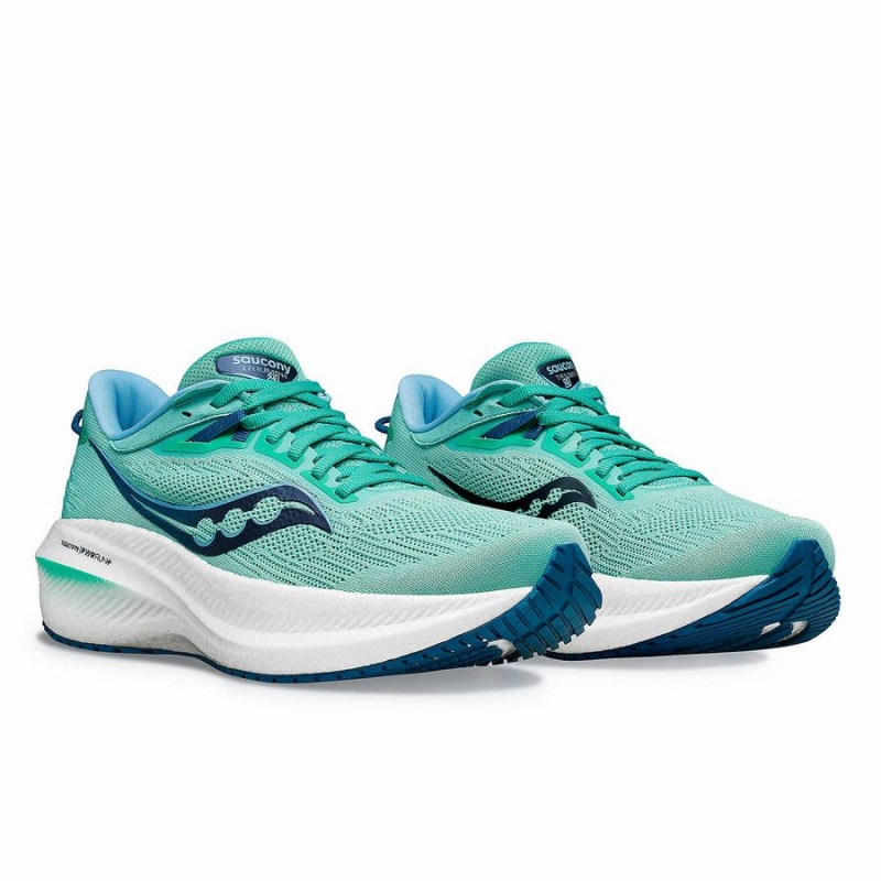 Women's Saucony Triumph 21 Running Shoes Mint / Navy | SG S02176-C68