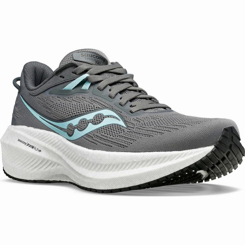 Women's Saucony Triumph 21 Running Shoes Grey / Black | SG S76148-B98