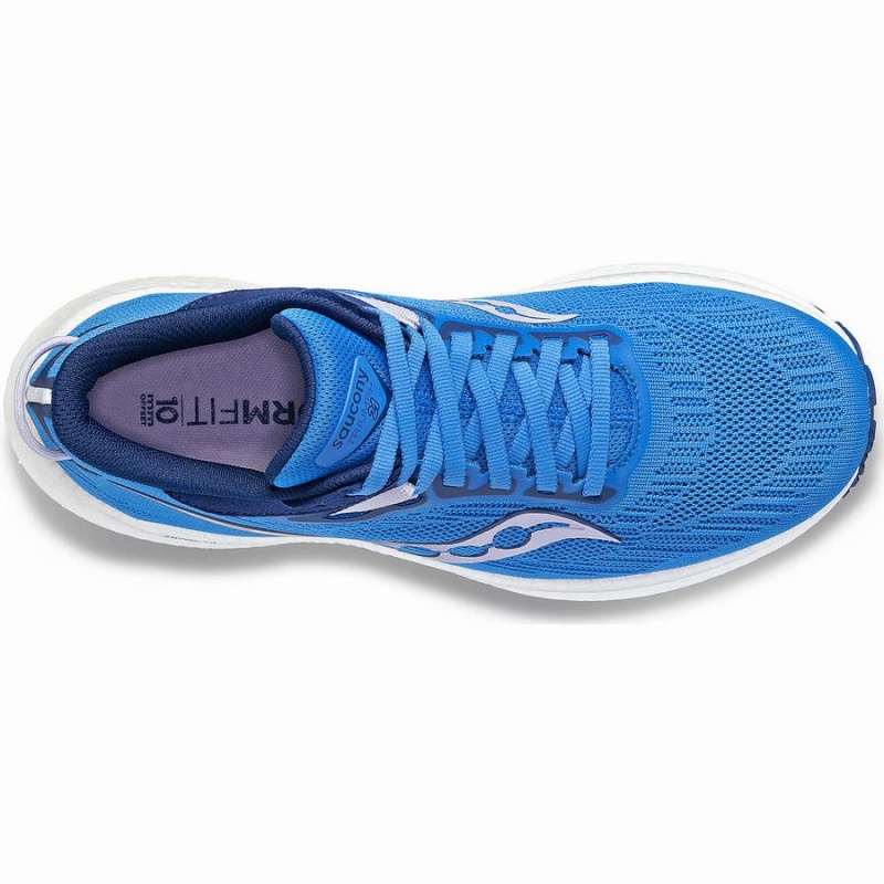 Women's Saucony Triumph 21 Wide Running Shoes Blue | SG S21376-G40