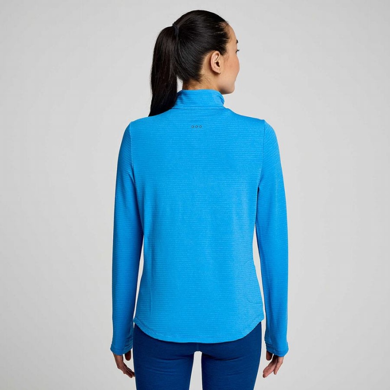 Women's Saucony Triumph 3D 1/2 Zip Tops Blue | SG S70659-Y25